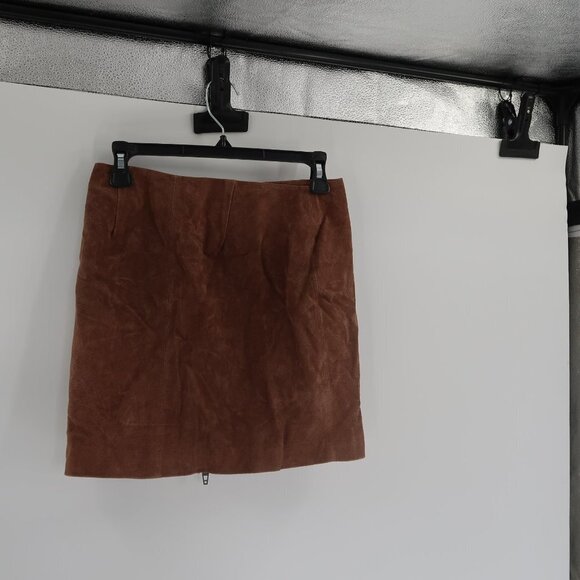 Blank NYC Brown Leather Skirt Full Zip Front Size 26 - Picture 5 of 6